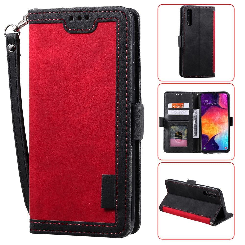 Vintage Splicing Style Wallet Stand Leather Flip Phone Cover for Samsung Galaxy A70