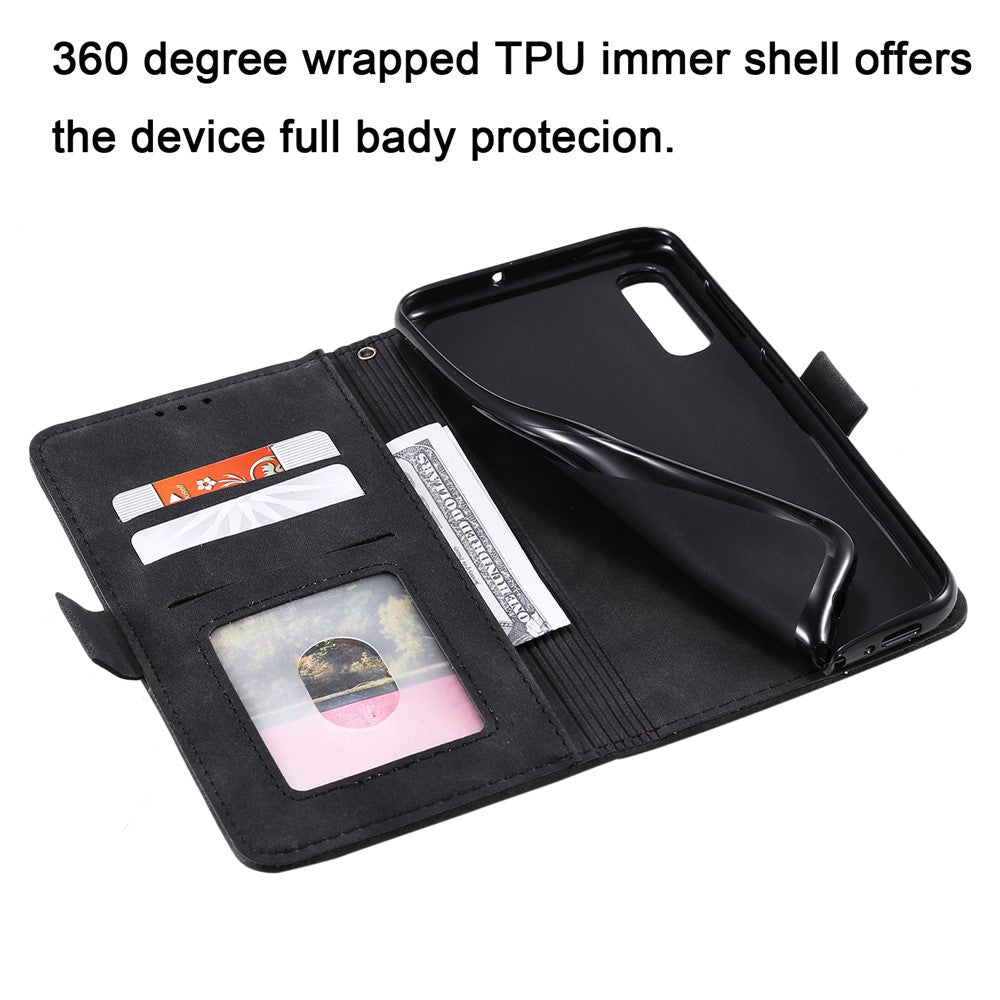 Vintage Splicing Style Wallet Stand Leather Flip Phone Cover for Samsung Galaxy A70