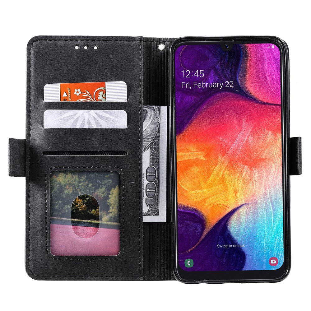 Vintage Splicing Style Wallet Stand Leather Flip Phone Cover for Samsung Galaxy A70