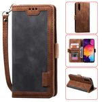 Vintage Splicing Style Wallet Stand Leather Flip Phone Cover for Samsung Galaxy A70