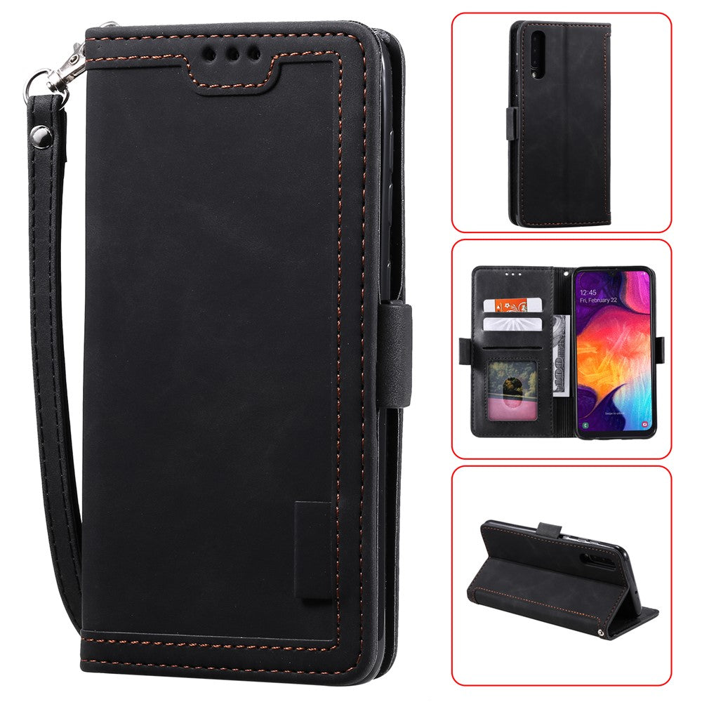 Vintage Splicing Style Wallet Stand Leather Flip Phone Cover for Samsung Galaxy A70