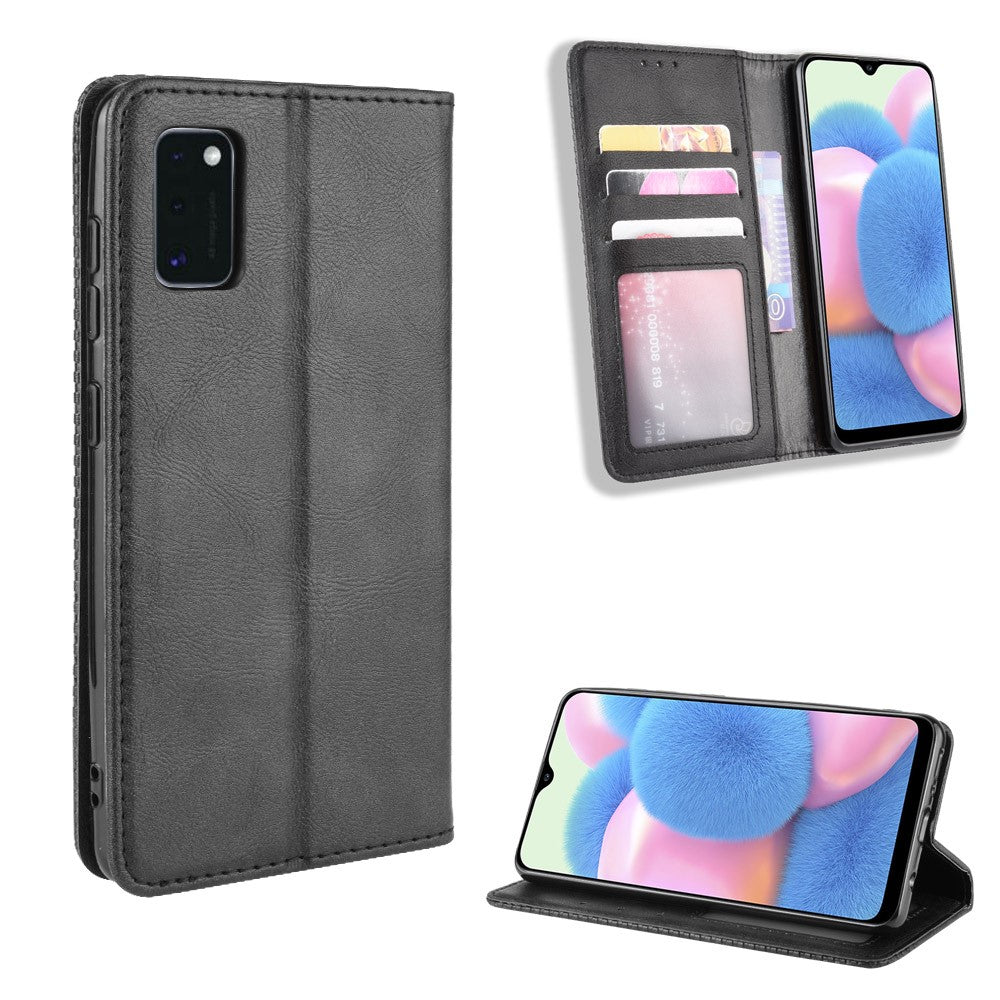 Plånboksfodral i läder i vintagestil till Samsung Galaxy A41