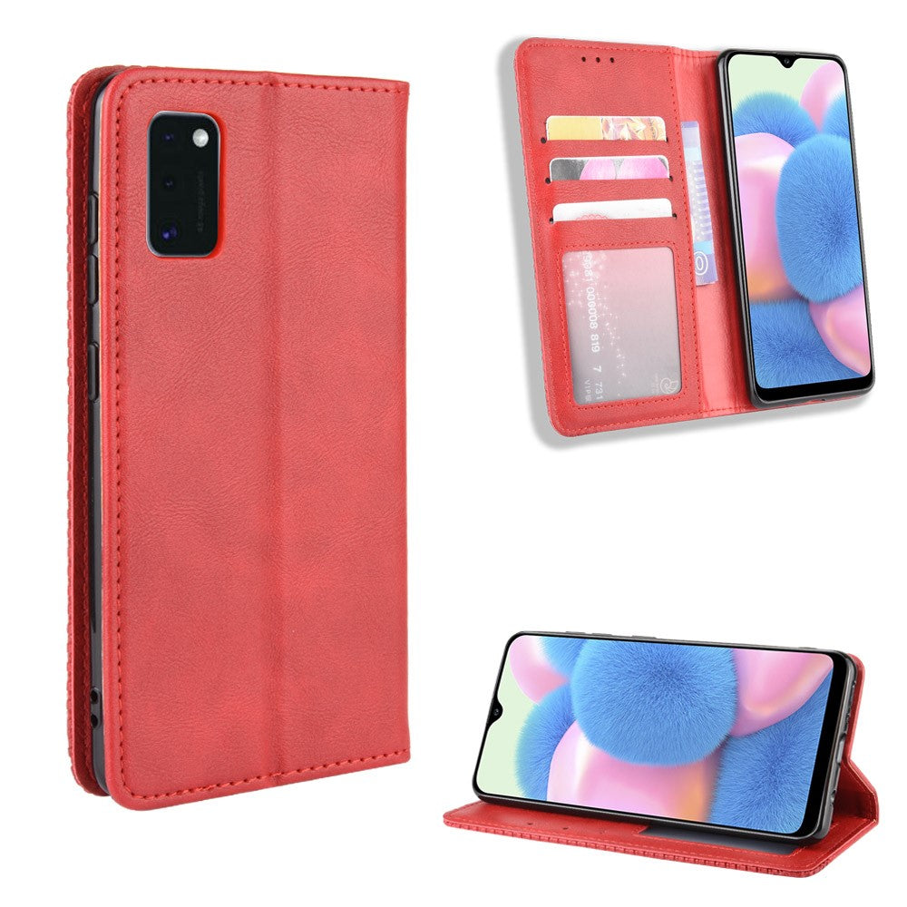 Plånboksfodral i läder i vintagestil till Samsung Galaxy A41