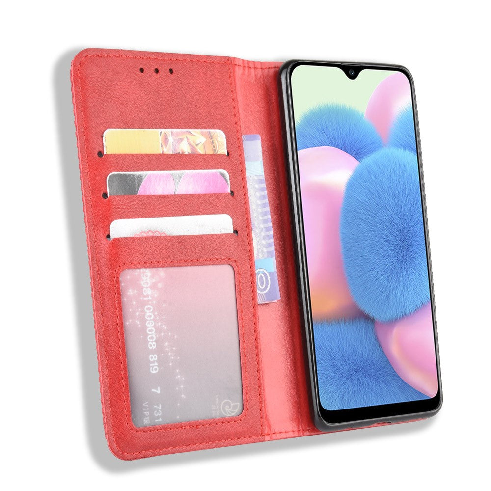 Plånboksfodral i läder i vintagestil till Samsung Galaxy A41