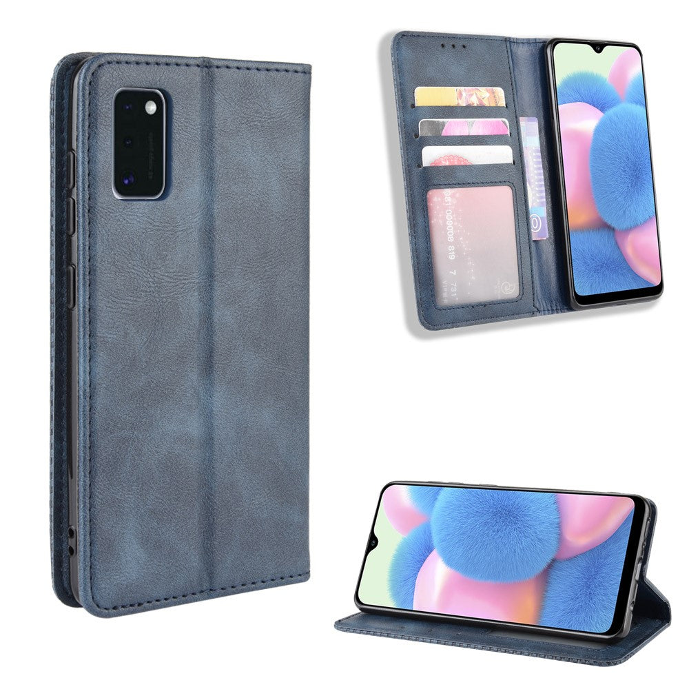 Plånboksfodral i läder i vintagestil till Samsung Galaxy A41