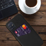Cloth + PU Leather Coated PC Hard Case with Card Slot for Samsung Galaxy A71