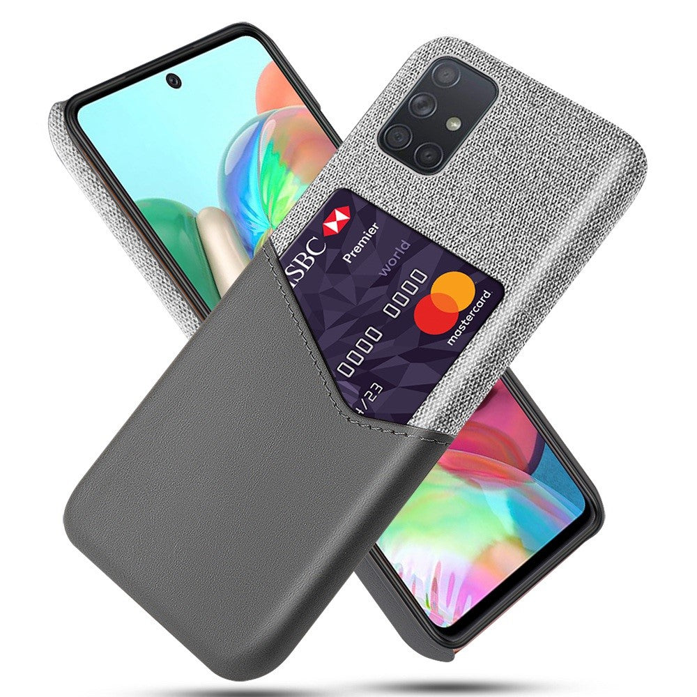 Tyg + PU-läderbelagt PC-skal med kortplats för Samsung Galaxy A71