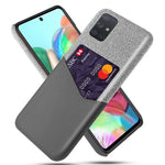 Cloth + PU Leather Coated PC Hard Case with Card Slot for Samsung Galaxy A71