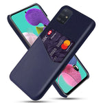 Cloth + PU Leather Coated PC Phone Cover with Card Holder for Samsung Galaxy A51