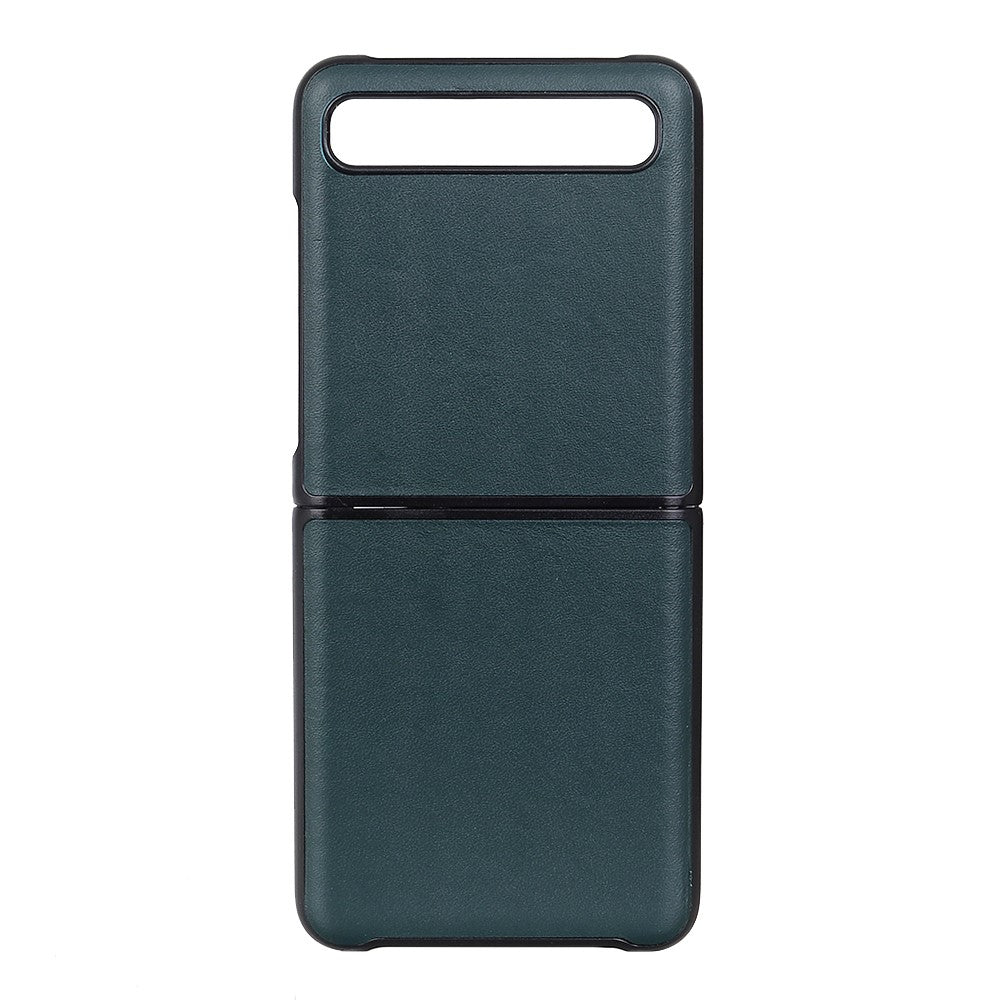 Anti-Drop Genuine Leather Coated PC Cell Phone Back Cover Shell for Samsung Galaxy Z Flip