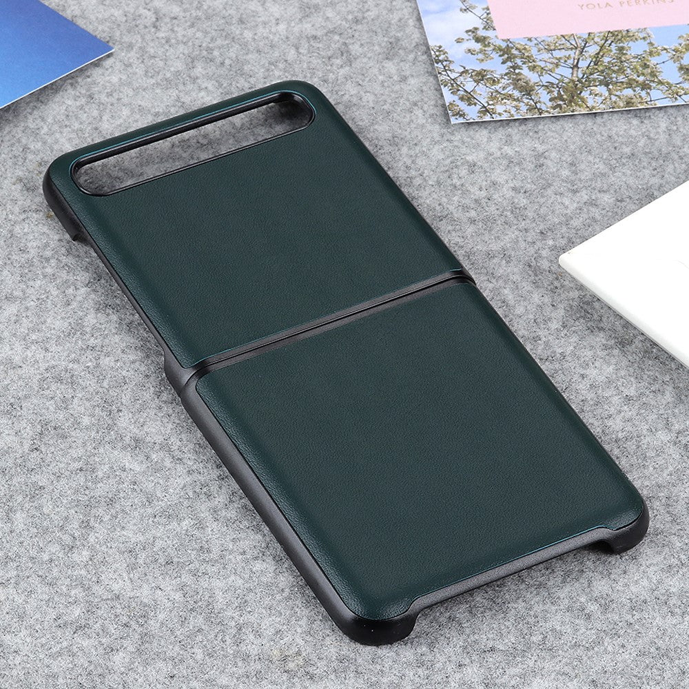 Anti-Drop Genuine Leather Coated PC Cell Phone Back Cover Shell for Samsung Galaxy Z Flip