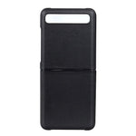 Anti-Drop Genuine Leather Coated PC Cell Phone Back Cover Shell for Samsung Galaxy Z Flip
