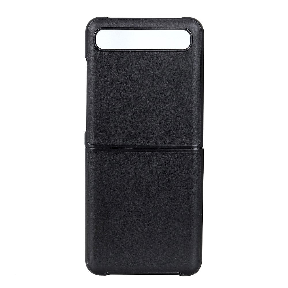 Anti-Drop Genuine Leather Coated PC Cell Phone Back Cover Shell for Samsung Galaxy Z Flip