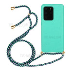 Back Case Wheat Straw + TPU Shockproof Phone Cover with Adjustable Lanyard for Samsung Galaxy S20 Ultra