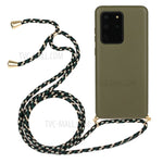 Back Case Wheat Straw + TPU Shockproof Phone Cover with Adjustable Lanyard for Samsung Galaxy S20 Ultra