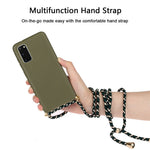 Back Case Wheat Straw + TPU Shockproof Phone Cover with Adjustable Lanyard for Samsung Galaxy S20 4G / S20 5G