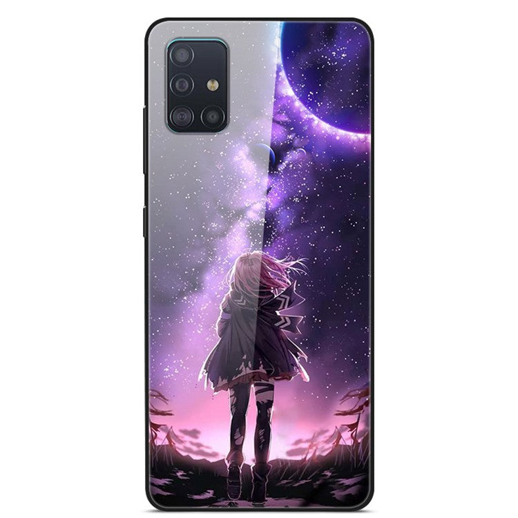 Mönstertryck Glas + TPU + PC Kombinationsskyddsskal för Samsung Galaxy A51