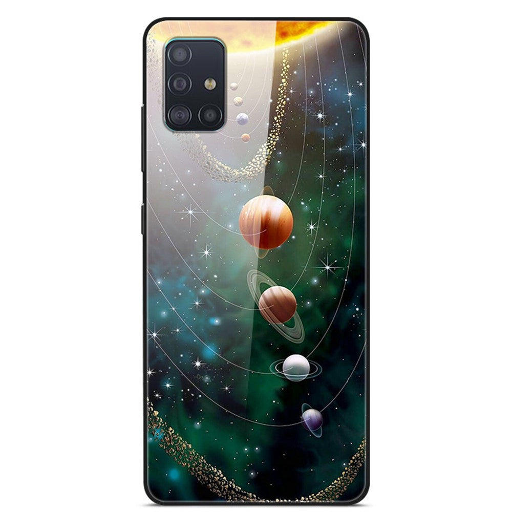 Mönstertryck Glas + TPU + PC Kombinationsskyddsskal för Samsung Galaxy A51