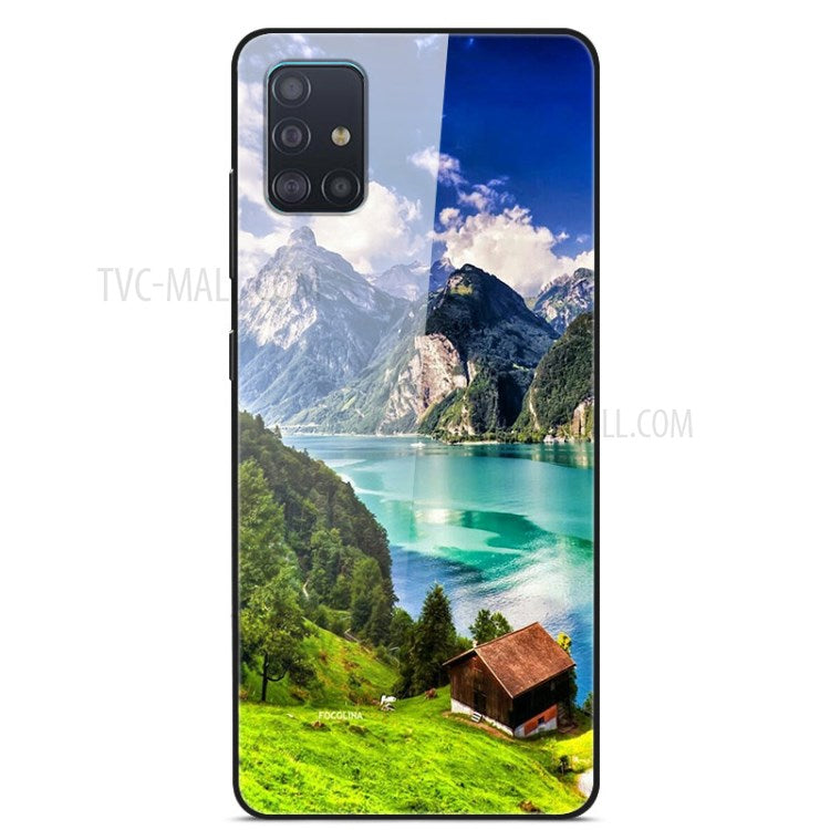 Mönstertryck Glas + TPU + PC Kombinationsskyddsskal för Samsung Galaxy A51