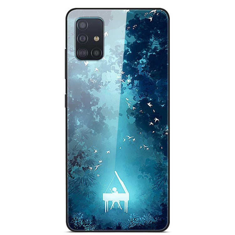 Mönstertryck Glas + TPU + PC Kombinationsskyddsskal för Samsung Galaxy A51