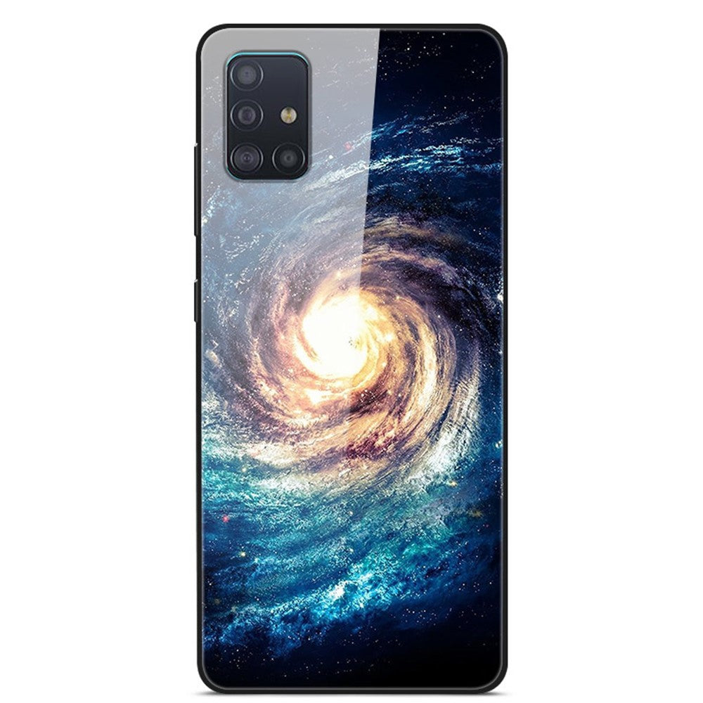 Mönstertryck Glas + TPU + PC Kombinationsskyddsskal för Samsung Galaxy A51