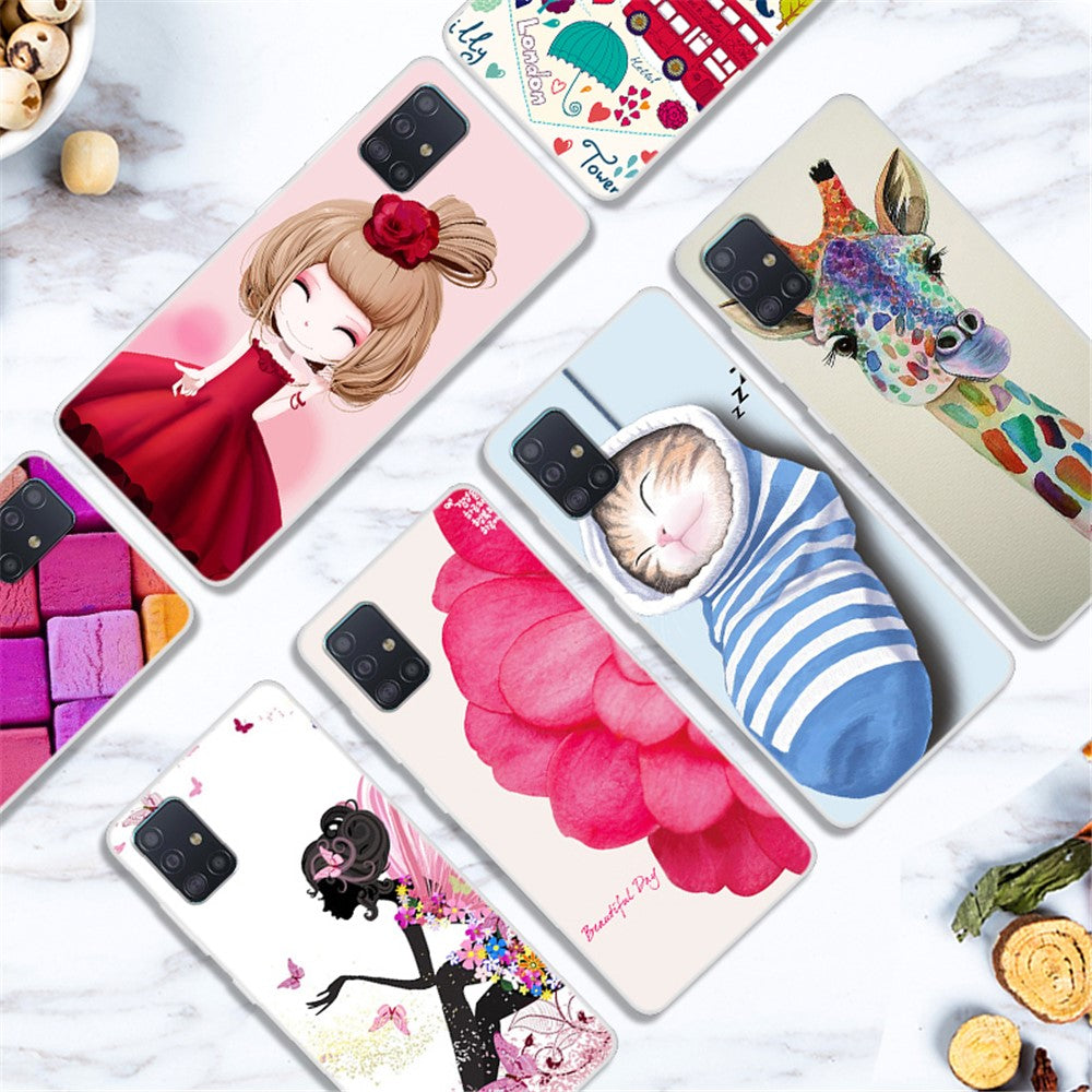 Mönstertryck Mjukt TPU Skyddsskal för Samsung Galaxy A51