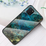 Telefoncover med marmoråremønster i hærdet glas PC + TPU til Samsung Galaxy A81/Note 10 Lite