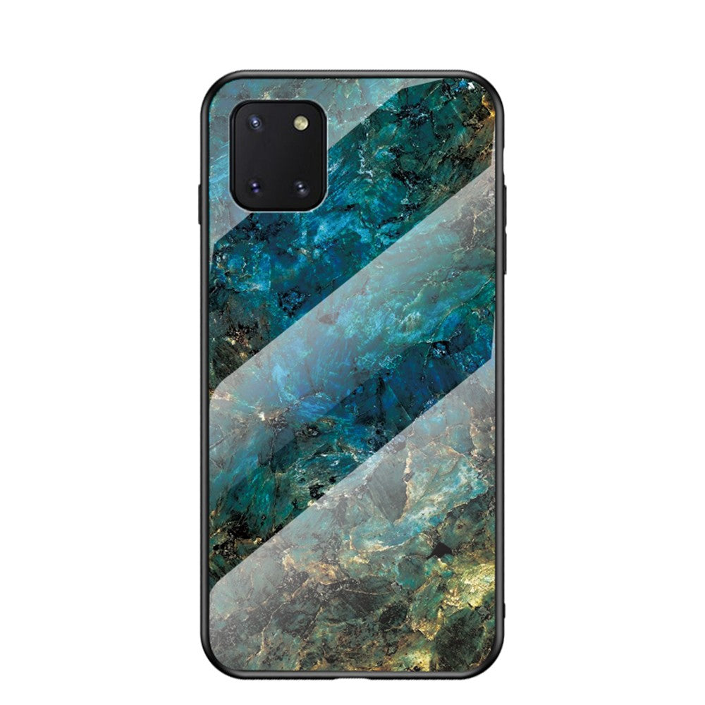 Telefoncover med marmoråremønster i hærdet glas PC + TPU til Samsung Galaxy A81/Note 10 Lite