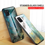 Telefoncover med marmoråremønster i hærdet glas PC + TPU til Samsung Galaxy A81/Note 10 Lite