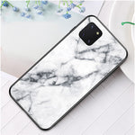 Telefoncover med marmoråremønster i hærdet glas PC + TPU til Samsung Galaxy A81/Note 10 Lite