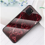 Telefoncover med marmoråremønster i hærdet glas PC + TPU til Samsung Galaxy A81/Note 10 Lite