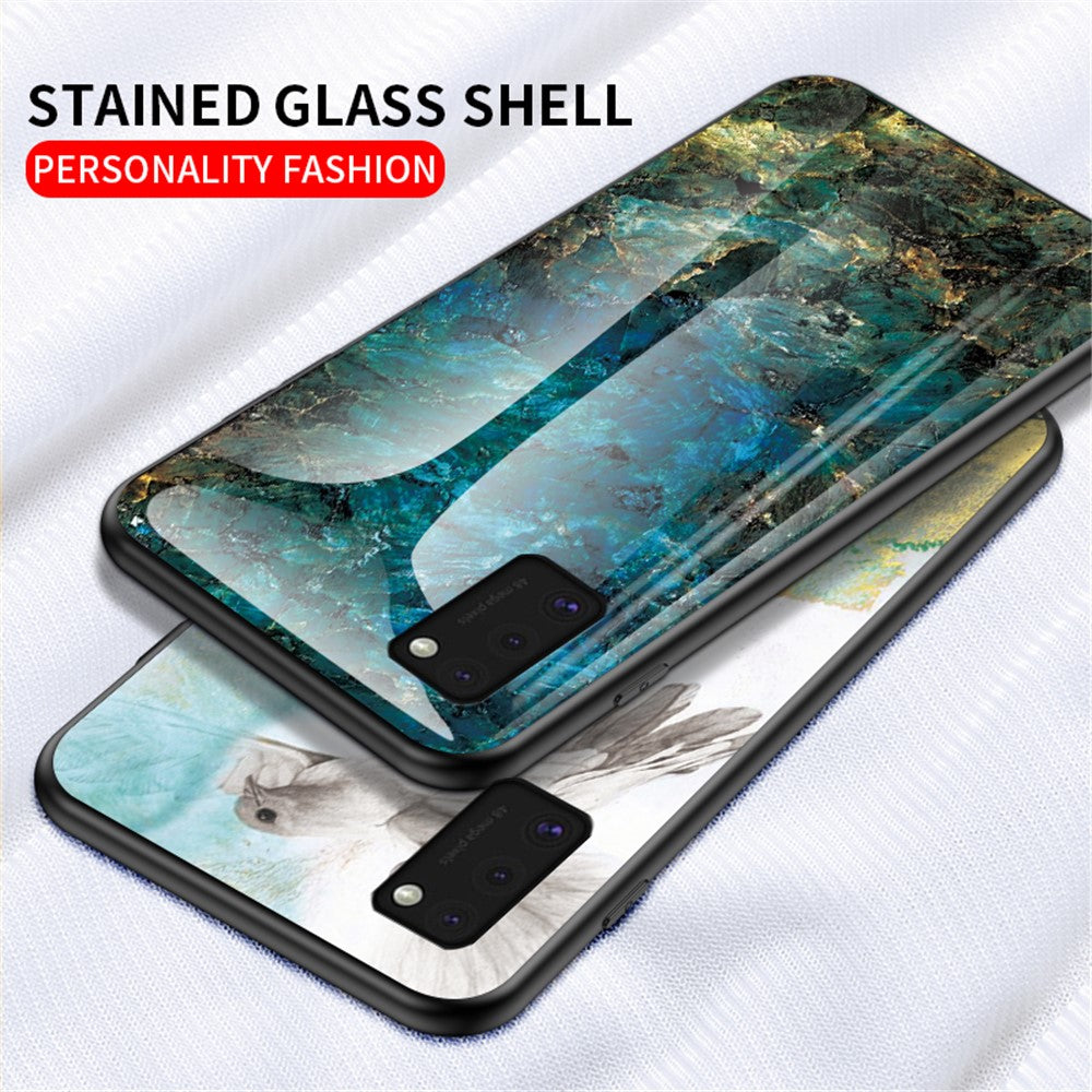 Marmormönster Härdat Glasskal PC TPU Hybridskal för Samsung Galaxy A41 (Global Version)