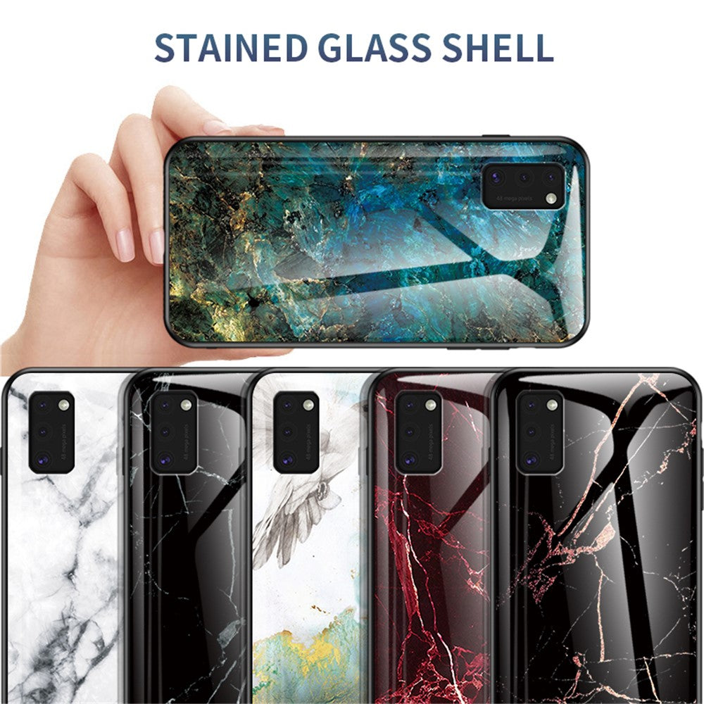 Marmormönster Härdat Glasskal PC TPU Hybridskal för Samsung Galaxy A41 (Global Version)