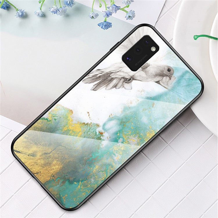 Marmormönster Härdat Glasskal PC TPU Hybridskal för Samsung Galaxy A41 (Global Version)