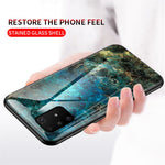 Marmor Tekstur Beskyttende Hærdet Glas + PC + TPU Combo Cover til Samsung Galaxy A91/S10 Lite