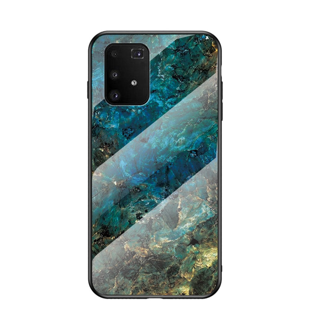 Marmor Tekstur Beskyttende Hærdet Glas + PC + TPU Combo Cover til Samsung Galaxy A91/S10 Lite