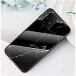 Kombinationsskal i härdat glas + PC + TPU med marmorstruktur för Samsung Galaxy A91/S10 Lite