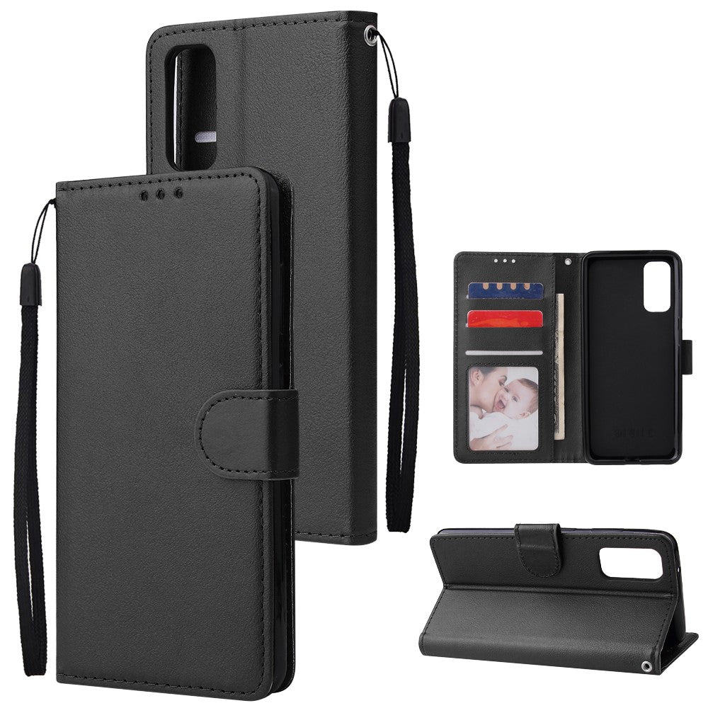 PU Leather Wallet Cell Phone Case with Lanyard Shell for Samsung Galaxy S20 4G/S20 5G