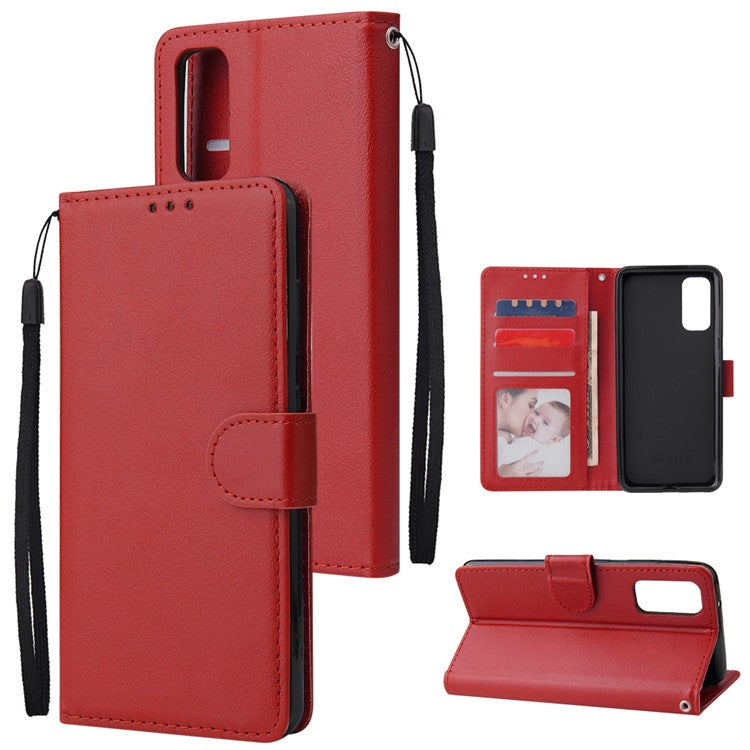 PU Leather Wallet Cell Phone Case with Lanyard Shell for Samsung Galaxy S20 4G/S20 5G