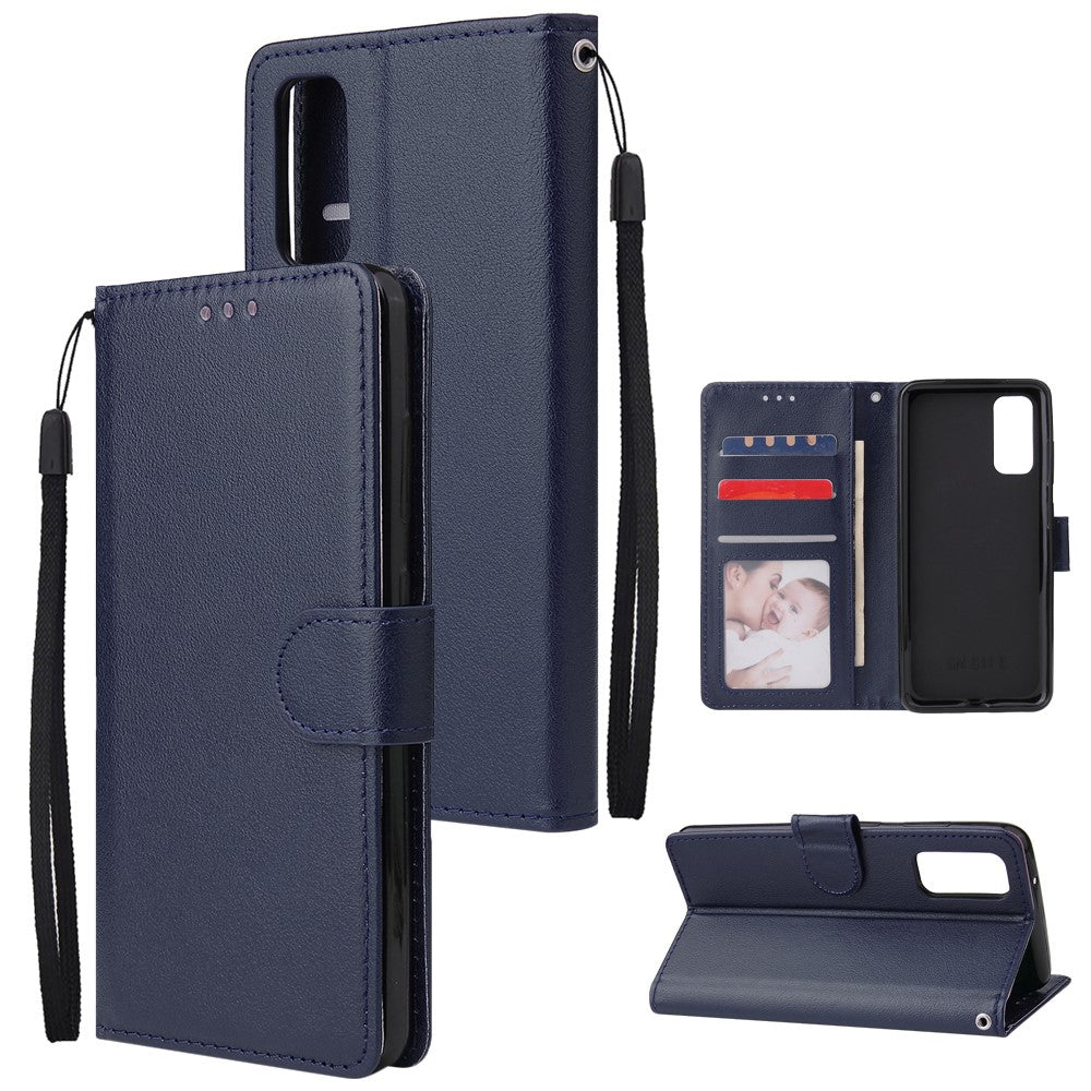 PU Leather Wallet Cell Phone Case with Lanyard Shell for Samsung Galaxy S20 4G/S20 5G