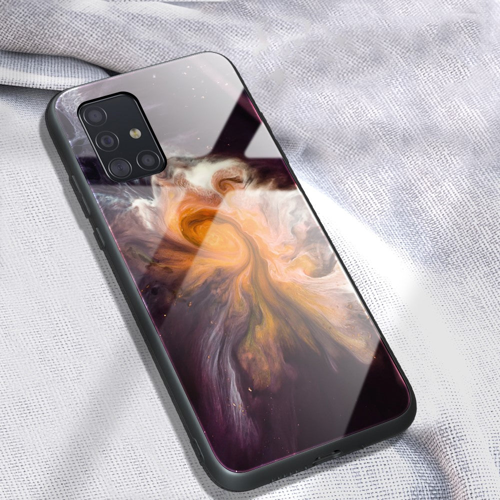 Baksida i härdat glas i marmor + komboskal i TPU för Samsung Galaxy A51