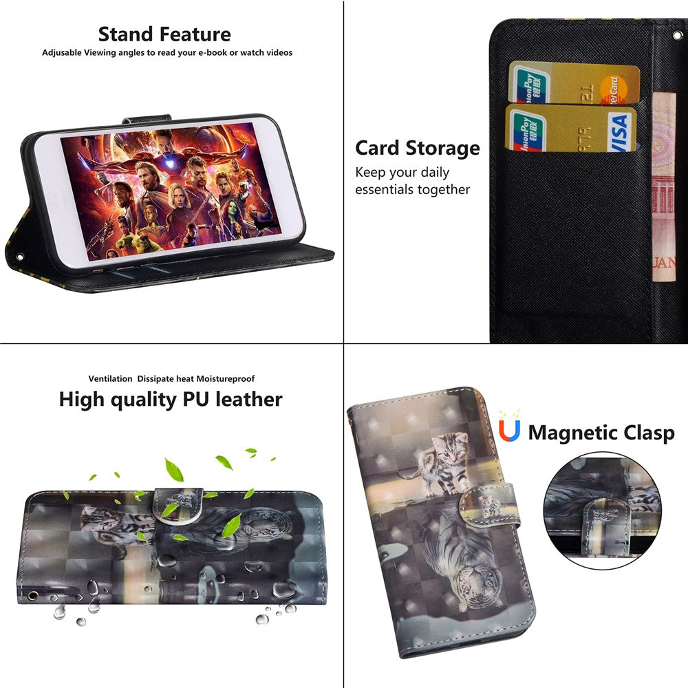 Light Spot Decor Mønstret Læderpung Etui med Stand til Samsung Galaxy A91/S10 Lite