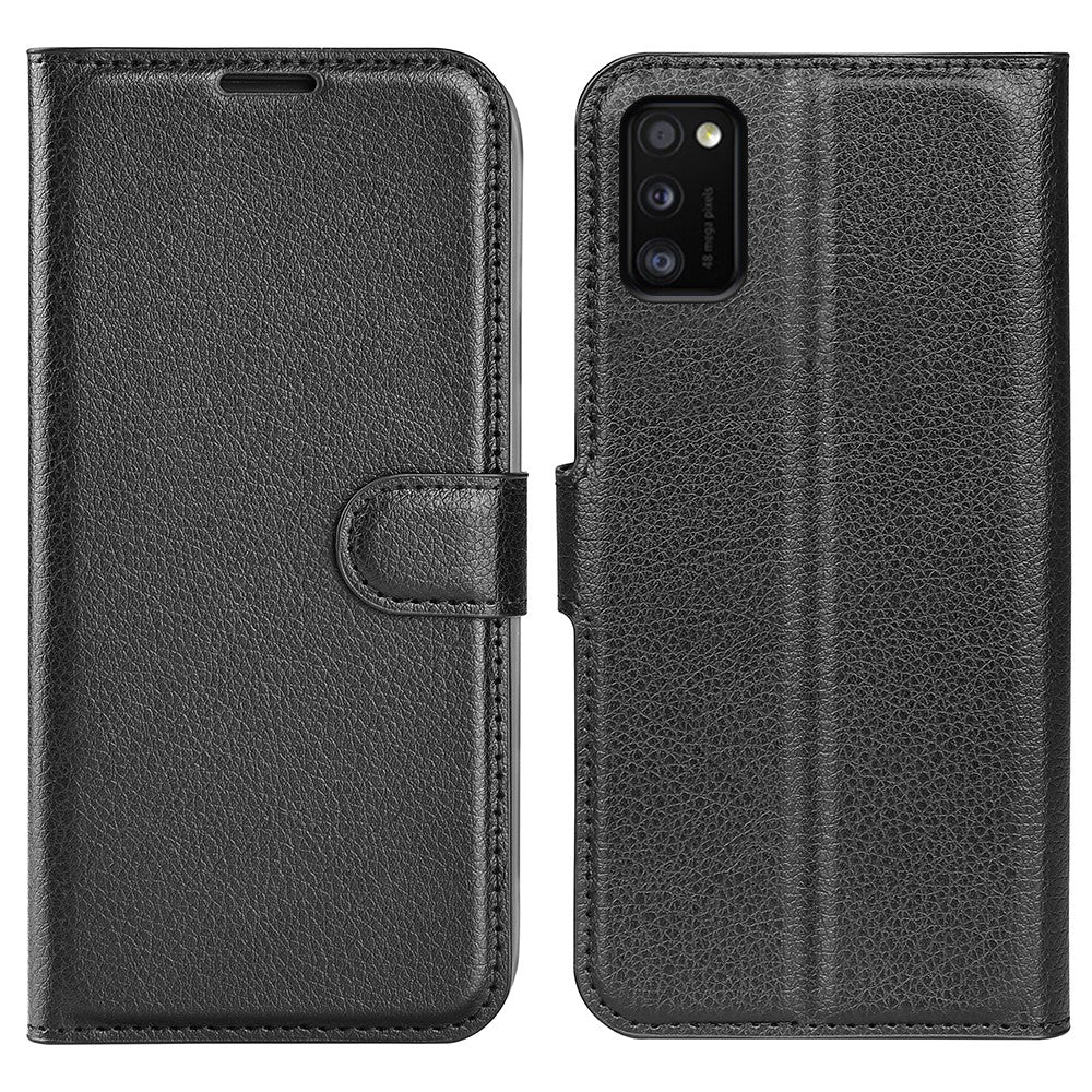 Litchi Texture PU Leather Magnetic Flip Stand Wallet Phone Case for Galaxy A41 (Global Version)