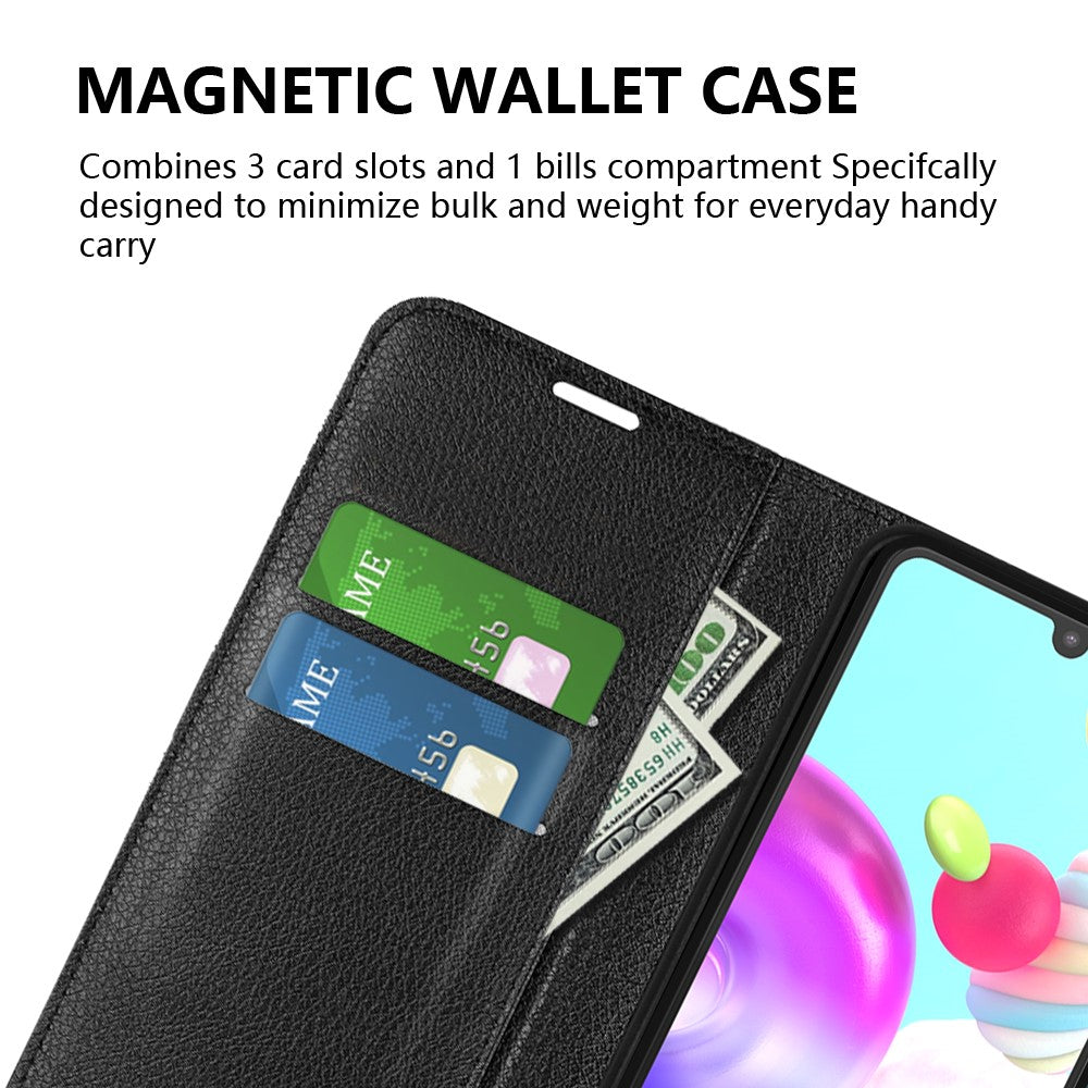 Litchi Texture PU Leather Magnetic Flip Stand Wallet Phone Case for Galaxy A41 (Global Version)