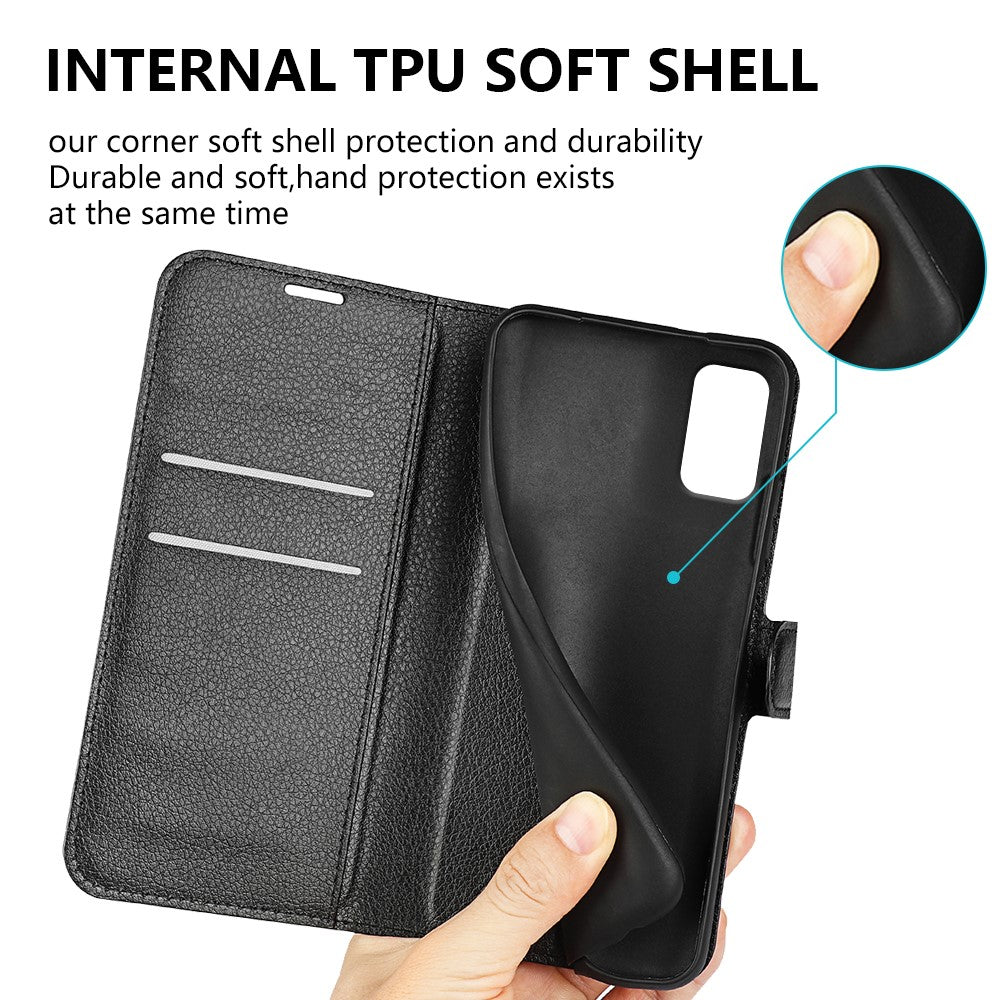 Litchi Texture PU Leather Magnetic Flip Stand Wallet Phone Case for Galaxy A41 (Global Version)
