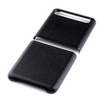 Litchi Texture Genuine Leather Skin Coated PC Cell Phone Case for Samsung Galaxy Z Flip