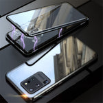 Phone Case Magnetic Frame + Tempered Glass Full Covering Phone Shell for Samsung Galaxy S20 Ultra
