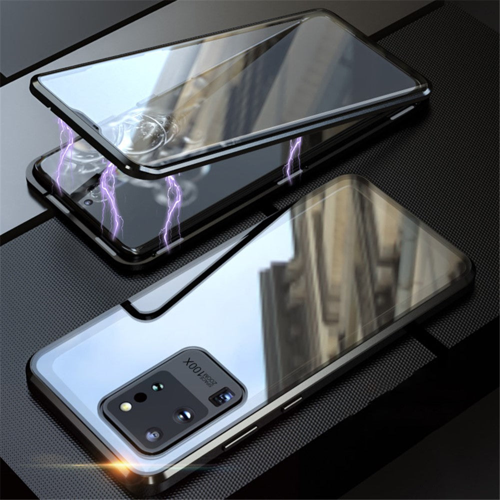 Phone Case Magnetic Frame + Tempered Glass Full Covering Phone Shell for Samsung Galaxy S20 Ultra