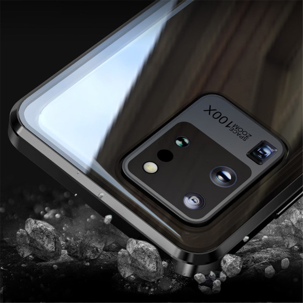Phone Case Magnetic Frame + Tempered Glass Full Covering Phone Shell for Samsung Galaxy S20 Ultra