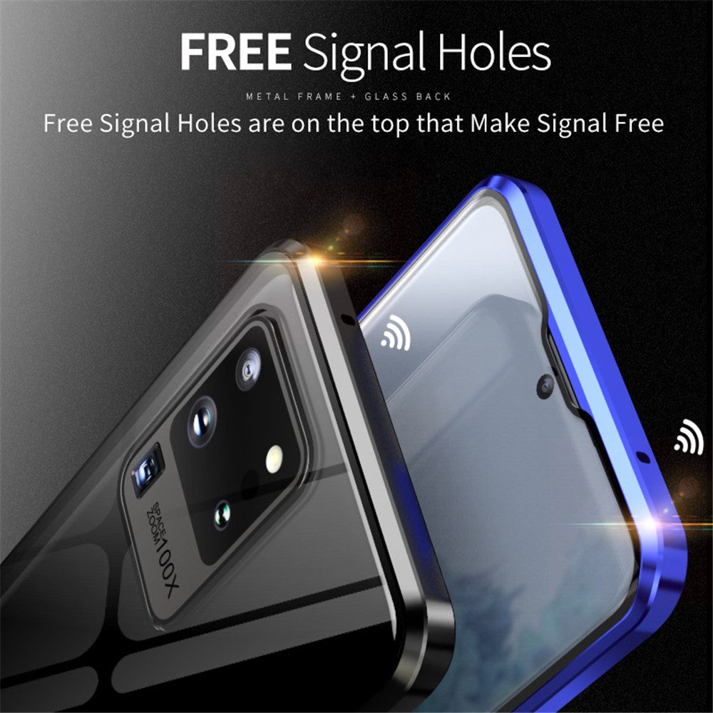 Phone Case Magnetic Frame + Tempered Glass Full Covering Phone Shell for Samsung Galaxy S20 Ultra